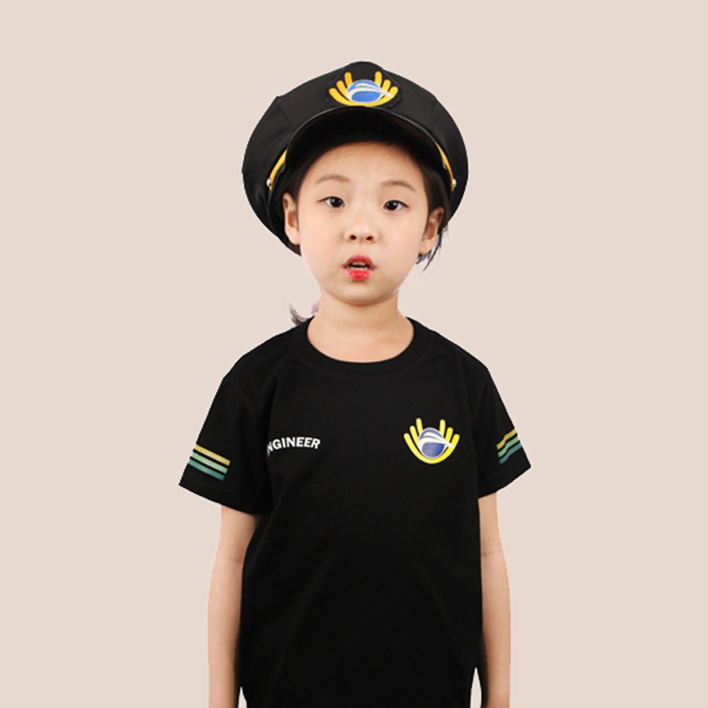 아동 기관사 라운드 티셔츠 반팔 (구 버전) 유치원 어린이집 어린이 직업 체험복