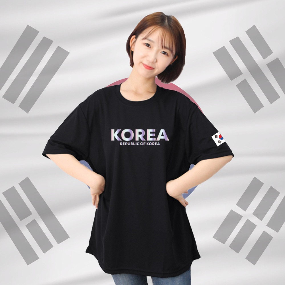 코리아티 KOREA 홀로그램 반팔티 쿨티 면티 반티 태극기 우리나라 티셔츠